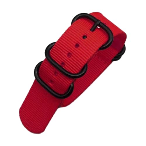 CLywdp 18/20/22/24 mm Nylon-Streifenarmband, geflochtenes Uhrenarmband, Schnalle, wasserdichtes Ersatzzubehör,Rot,24 mm von CLywdp