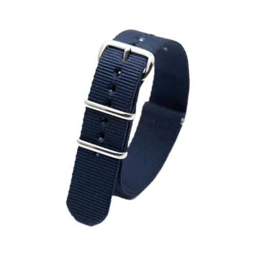 CLywdp 18/20/22/24 mm gestreiftes Ersatz-Uhrenarmband aus Nylon, Outdoor-Sportzubehör, lässig und vielseitig, verstellbar,Dunkelblau,20 mm von CLywdp