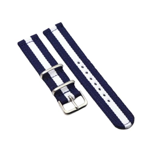 CLywdp 18/20/22 mm Nylon-Ersatzarmband, einfarbig, verstellbar, geeignet für Smartwatches,Blau und Weiß,18 mm von CLywdp
