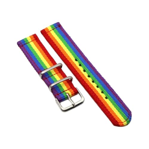 CLywdp 18/20/22 mm Nylon-Ersatzarmband, einfarbig, verstellbar, geeignet für Smartwatches,Regenbogenfarbe,20 mm von CLywdp