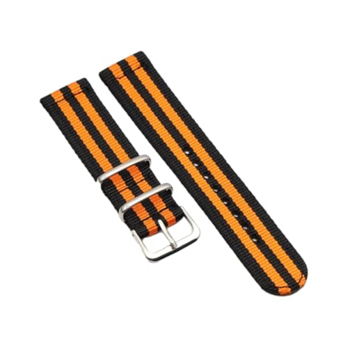 CLywdp 18/20/22 mm Nylon-Ersatzarmband, einfarbig, verstellbar, geeignet für Smartwatches,Schwarz-Orange,20 mm von CLywdp