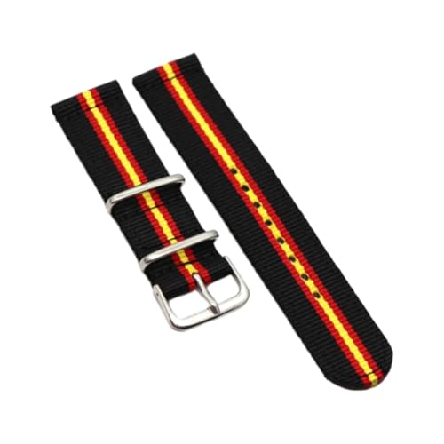 CLywdp 18/20/22 mm Nylon-Ersatzarmband, einfarbig, verstellbar, geeignet für Smartwatches,Schwarz Rot Gelb,22 mm von CLywdp