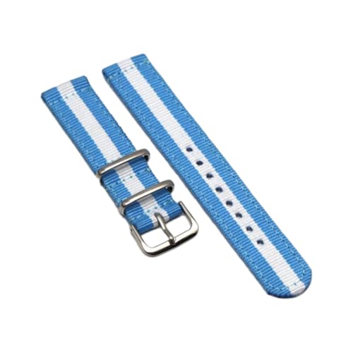 CLywdp 18/20/22 mm Nylon-Ersatzarmband, einfarbig, verstellbar, geeignet für Smartwatches,blau weiß,22 mm von CLywdp