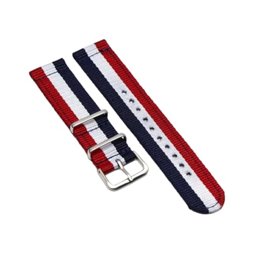 CLywdp 18/20/22 mm Nylon-Ersatzarmband, einfarbig, verstellbar, geeignet für Smartwatches,blau weiß rot,18 mm von CLywdp