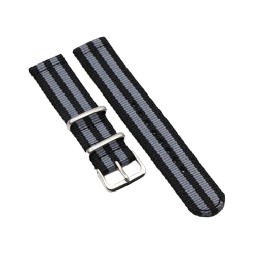 CLywdp 18/20/22 mm Nylon-Ersatzarmband, einfarbig, verstellbar, geeignet für Smartwatches,schwarz grau,20 mm von CLywdp