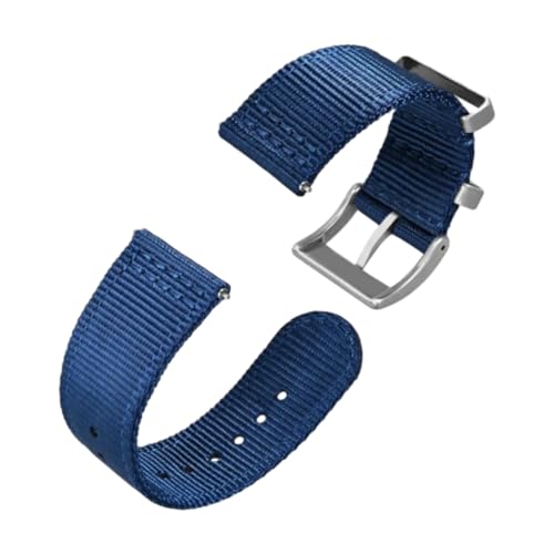 CLywdp 18/20/22 mm Nylon-Uhrenarmband, Schnellverschluss, silberne Stahlschnalle,Blau,24 mm von CLywdp