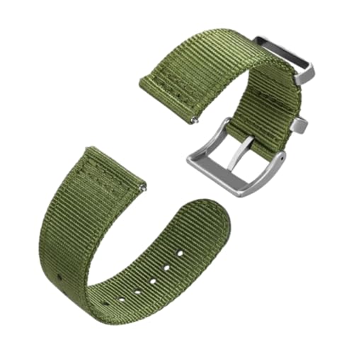 CLywdp 18/20/22 mm Nylon-Uhrenarmband, Schnellverschluss, silberne Stahlschnalle,Grün,22 mm von CLywdp