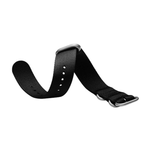 CLywdp 20/22 mm Nylon-Uhrenarmband, silberne Edelstahlschnalle, Ersatzarmband,Schwarz,22 mm von CLywdp