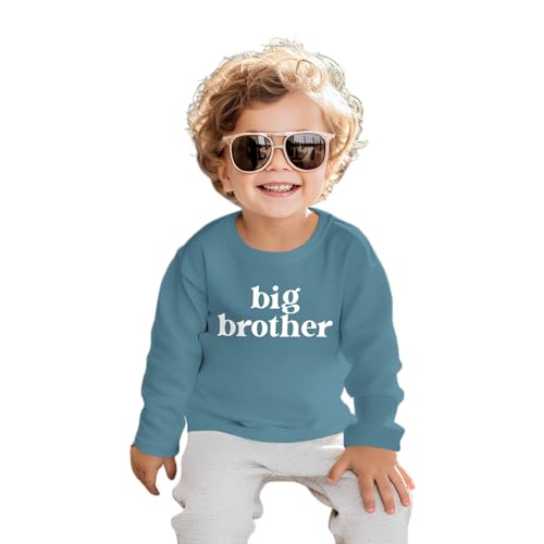 Big Brother Baby Pullover Großer Bruder Sweatshirt Jungen Kinder Kleidung Neugeborenen Outfit Rundhals Langarm Oberteile Autumn Winter Pulli Geschwister Matching Babykleidung(Blau,5-6Jahre) von CM C&M WODRO