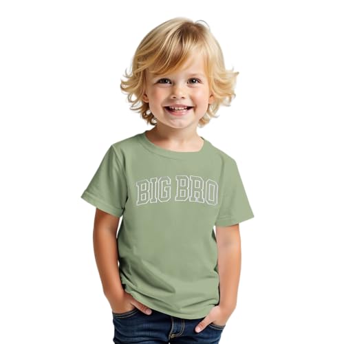 Big Brother Shirt Jungen Drucker T-Shirt Kinderkleidung mit “Big BRO” Motiv Großer Bruder Shirts Baby Ankündigung Tops Sommer Kurzarm T-Shirts Geschwister Matching Outfit(Grün,18-24Monate) von CM C&M WODRO