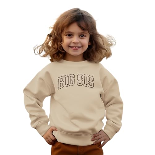 Big Sister Kinder Pullover Baby Mädchen Outfit Große Schwester Sweatshirt Schwesterchen Kleidung Geschwister Babykleidung Neugeborene Langarmshirt Autumn Winter Kleinkind Pulli(Apricot,3-4Jahre) von CM C&M WODRO