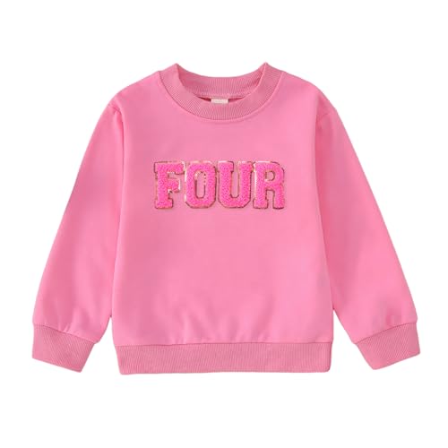 CM C&M WODRO Baby Mädchen Schwester Outfit Kinder Geburtstag Sweatshirt Buchstaben Stickerei Pullover 2-9 Jahre Geburtstagparty Kostüm Autumn Langarm Babykleidung Rundhals Langarmshirt(Rosa,4 Jahre) von CM C&M WODRO