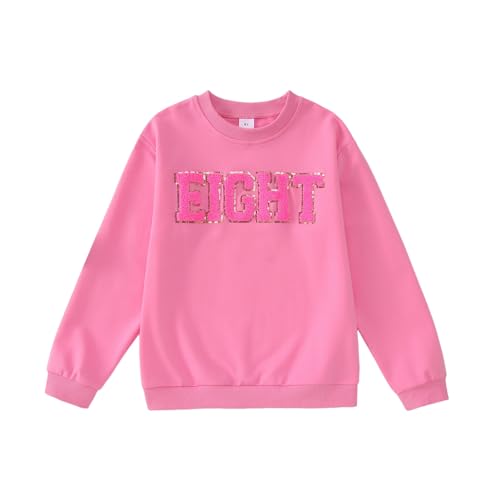 CM C&M WODRO Baby Mädchen Schwester Outfit Kinder Geburtstag Sweatshirt Buchstaben Stickerei Pullover 2-9 Jahre Geburtstagparty Kostüm Autumn Langarm Babykleidung Rundhals Langarmshirt(Rosa,8 Jahre) von CM C&M WODRO