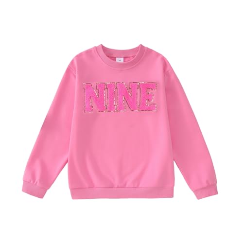 CM C&M WODRO Baby Mädchen Schwester Outfit Kinder Geburtstag Sweatshirt Buchstaben Stickerei Pullover 2-9 Jahre Geburtstagparty Kostüm Autumn Langarm Babykleidung Rundhals Langarmshirt(Rosa,9 Jahre) von CM C&M WODRO