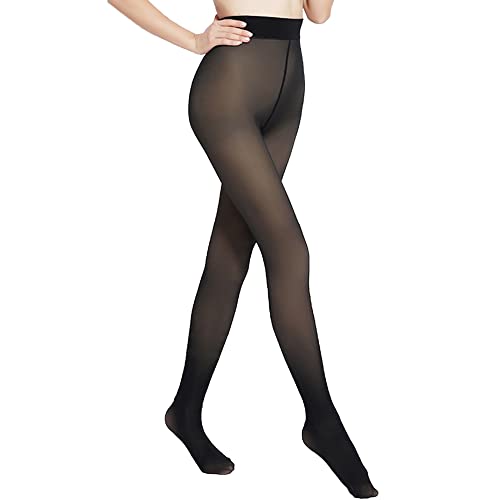 CM C&M WODRO Frauen Fleece gefütterte Strumpfhosen Fake Translucent Thermal Leggings Winter Sheer Warme Strumpfhosen Fußlose Strumpfhosen von CM C&M WODRO