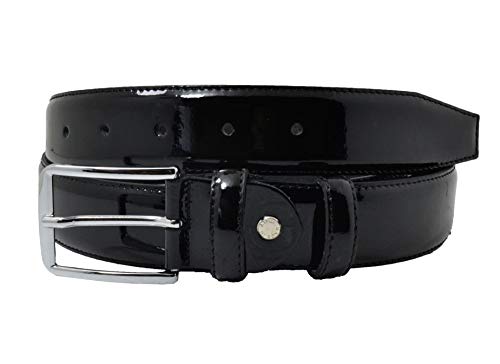 Conte Massimo, Herren und Damen Gürtel aus echtem Leder, glänzendes Lackleder, Elegant Mit Geschenkbox, Handgefertigt, Made in Italy Schwarz 115 (Größe 50-52) von CM Conte Massimo