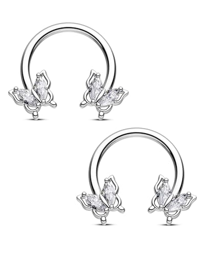 CM Crareesi Mania 2 Stück Schmetterling Daith Helix Septum Piercing Schmuck 16G Septumringe 10 mm Daith Helix Knorpel Ohrringe Niedliche Feder CBR für Frauen, 20Gauge, Zirkonia, Kristall von CM Crareesi Mania