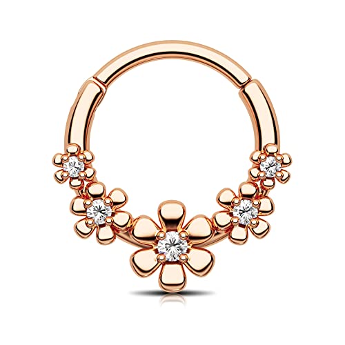 CM Crareesi Mania Blume Septum Piercing Schmuck 316L Chirurgenstahl Daith Piercing Schmuck für Frauen 16G Kleine Septum Ringe Helix Knorpel Daith Ohrringe von CM Crareesi Mania