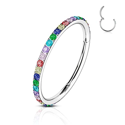 CM Crareesi Mania Ohrring Damen 16G/18G/20G Conch Piercing Ring Helix Piercings Chirurgenstahl Nasenpiercing Creolen Nasenring Daith Rook Tragus Piercing Schmuck Regenbogen Zirkonia von CM Crareesi Mania