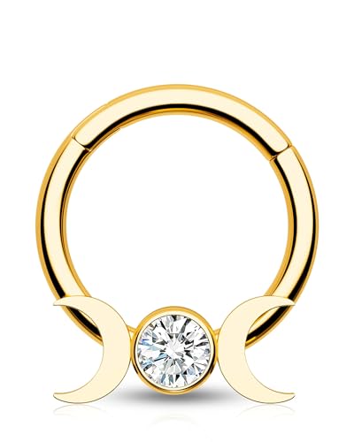CM Crareesi Mania Septum Piercing Schmuck 16G Mond Phrase Septum Ring Daith Piercing Schmuck 316L Edelstahl Klar CZ Helix Daith Ohrringe für Frauen, 8 mm, Zirkonia von CM Crareesi Mania