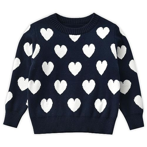 CM-Kid Baby Mädchen Pullover Strickpullover Sweater Kinder Sweatshirt Warm Tops 9 Monate 1 Jahre Herzform Dunkelblau Gr.92 von CM-Kid