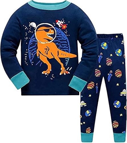 CM-Kid Babys, Pigiami per Bambini Pyjama-Set, Dinosauro-Nero, 7 anni von CM-Kid