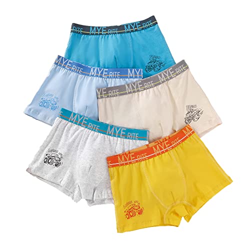 CM-Kid Boxershorts Baby Jungen Unterhosen Kinder Unterwäsche 5er Pack Baumwolle 12-14 Jahre Bunt Truck Gr.152-158 von CM-Kid