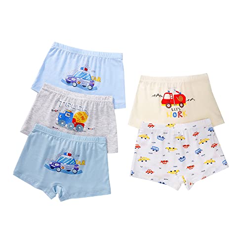 CM-Kid Boxershorts Baby Jungen Unterhosen Kinder Unterwäsche Baumwolle 5er Pack 12-14 Jahre Auto Gr.152-158 von CM-Kid