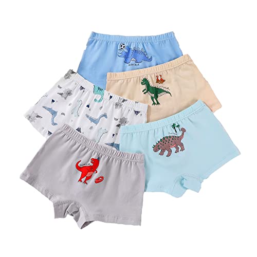 CM-Kid Boxershorts Jungen Unterhosen Kinder Unterwäsche 5er Pack Baumwolle 10-11 Jahre Dinosaurier Bunt Gr.140-146 von CM-Kid