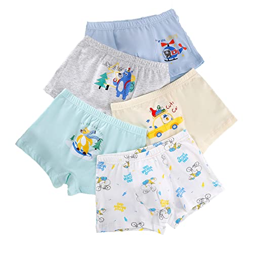 CM-Kid Boxershorts Jungen Unterhosen Kinder Unterwäsche 5er Pack Baumwolle 11-12 Jahre Bunt Auto Gr.146-152 von CM-Kid
