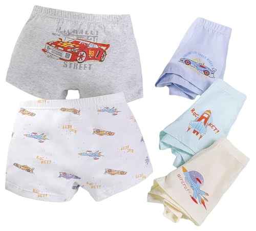 CM-Kid Boxershorts Jungen Unterhosen Kinder Unterwäsche 5er Pack Baumwolle 8-9 Jahre Auto Bunt Gr.134-140 von CM-Kid