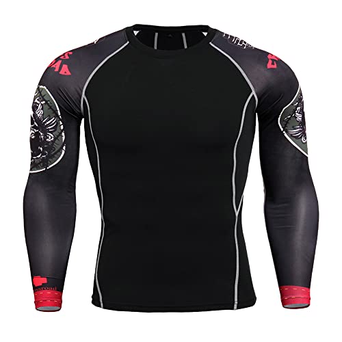 CM-Kid Herren Rash Guard Shirt, Schwarz-Skelett, XXL von CM-Kid