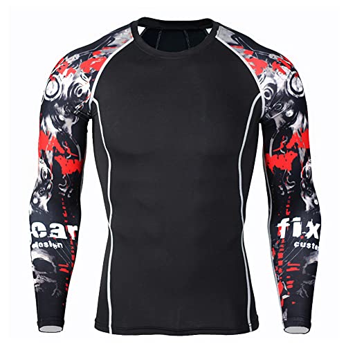 CM-Kid Herren Rash Guard Shirt, Schwarz-rote Ärmel, 58 von CM-Kid