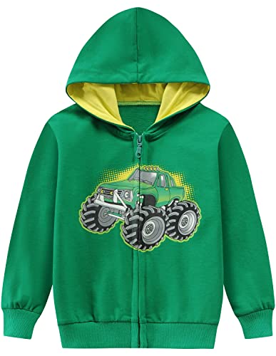 CM-Kid Hoodie Baby Jungen 3D Kapuzenpullover Reißverschluss Kinder Langarm Kapuzenjacke 1 2 Jahre Truck Grün Gr.92 von CM-Kid