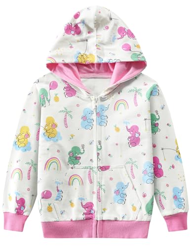 CM-Kid Hoodie Baby Mädchen Kapuzenpullover Reißverschluss Kinder Langarm Kapuzenjacke 1 2 Jahre Elefant Weiß Rosa Gr.92… von CM-Kid