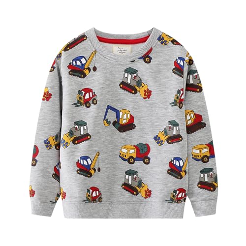 CM-Kid Jungen Sweatshirt Kinder-Pullover Baumwolle Gabelstapler Monstertruck Geschenk Tops 1 2 Jahre Winter Warm Gr.92 von CM-Kid