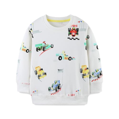 CM-Kid Kinder Langarm Pullover Jungen Baumwolle Sweatshirt Formel-Rennwagen Sport Winter 116 von CM-Kid