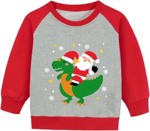 CM-Kid Kinder Schnee Sweatshirt Junge Pullover Warme Pulli Langarmshirt Baumwolle Dinosaurier Kleidung Herbst Winter Gr.104 von CM-Kid