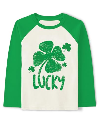 CM-Kid Kinder St. Patricks Day Shirt Mädchen Jungen Niedlicher Druck Langarm T-Shirt Kleinkind St. Patricks Day Outfits, Green-c, 6-7 Jahre von CM-Kid