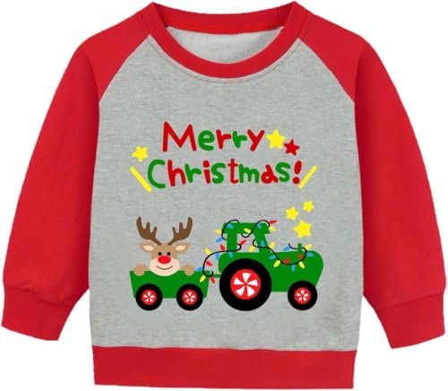 CM-Kid Kinder Sweatshirt Junge Pullover Pulli Rot Langarm Kleidung Warm 6 7 Jahre Sweater Weihnachten Winter Kleidung Gr.122 von CM-Kid