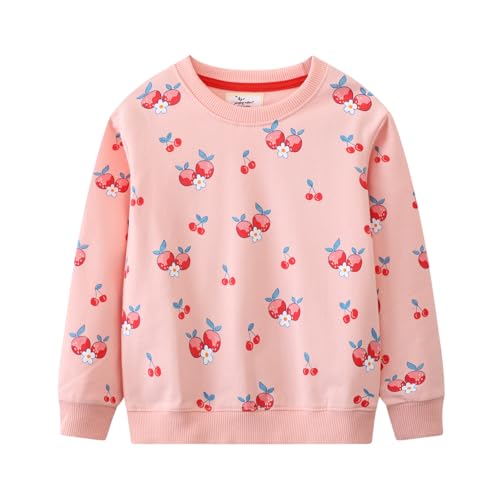CM-Kid Kirsche Pullover für mädchen Sweatshirt Kinder Niedlich Langarm Sweater Herbst Langarmshirt Baumwolle Winter Rosa Gr.92 von CM-Kid