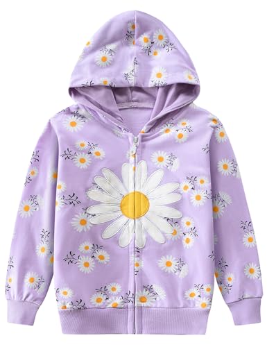 CM-Kid Langarm-Sweatshirt Mädchen Strickjacke Niedliche Gänseblümchen Kapuzenjacke Kinder Herbst Baumwolle Strickjacke Gr.110 von CM-Kid