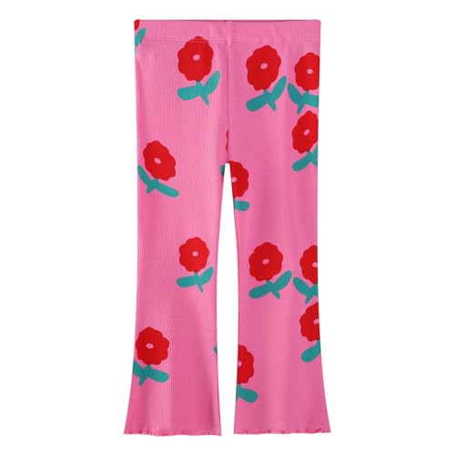 CM-Kid Mädchen Schlaghosen Kinder Blumen Motiv Sporthose Leggings Ausgestellte Flared Sommer Herbst Leggings Schlag Gr.122 von CM-Kid