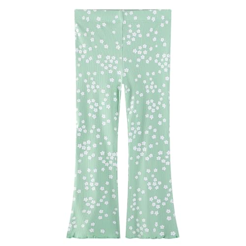CM-Kid Mädchen Schlaghosen Kinder Flared Blumen Motiv Flared Leggings Sporthose Ausgestellte Sommerhosen 104 von CM-Kid