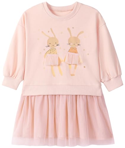 CM-Kid Mädchen Sweatshirts Langarm Pullover Baumwolle Kinder Warm Sticken Shirts Winter Tops 6 7 Jahre Rosa Kaninchen Gr.122 von CM-Kid