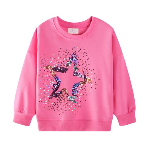 CM-Kid Pullover Mädchen Langarm Sweatshirts Kinder Baumwolle Shirts Oberteil Winter Warm Tops 3 4 Jahre Stern Rosa Gr.104 von CM-Kid