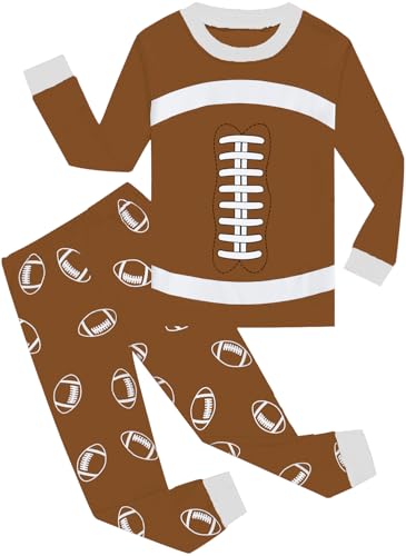CM-Kid Pyjamas Set Jungen Lang Schlafanzug Warm Kinder Baumwolle Winter 2teiliger Nachtwäsche 5 6 Jahre Rugby Braun Gr.116 von CM-Kid