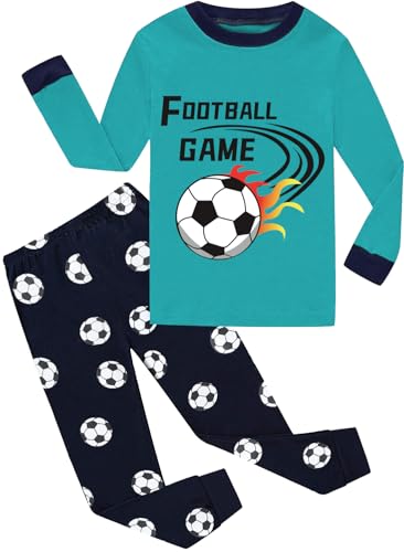 CM-Kid Schlafanzug Baby Jungen Lang Pyjamas Set Warm Kinder Baumwolle Winter Nachtwäsche 1 2 Jahre Fußball Grün Gr.92 von CM-Kid