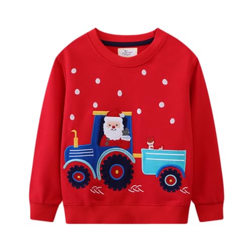 CM-Kid Schnee Pullover Jungen Sweatshirt Kinder Niedlich Sata Langarm Sweater Herbst Langarmshirt Baumwolle Winter Rot Gr.92 von CM-Kid