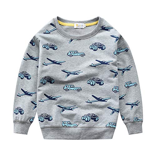 CM-Kid Sweatshirt Jungen Langarmshirt Kinder Pullover Frühling Herbst Winter Baumwolle 3 4 Jahre Flugzeug Auto Grau Gr.104 CM-Kid Sweatshirt Jungen Langarmshirt Kinder Pullover Frühling Herbst Winter Baumwolle 3 4 Jahre Flugzeug Auto Grau Gr.104 von CM-Kid